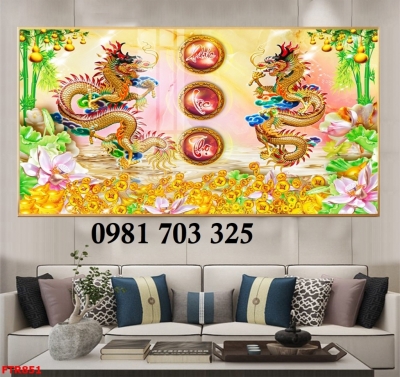 Tranh gạch 3d rồng phượng cao cấp
