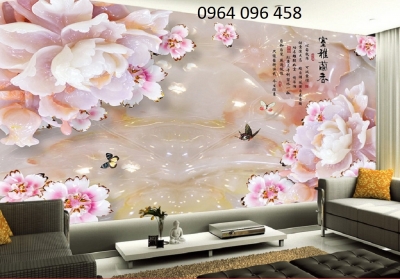 Tranh gạch 3d hoa mẫu đơn - HC4