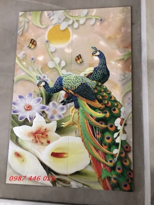 Gạch in tranh chim công 3d HP8283