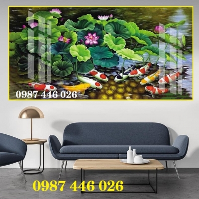 Tranh gạch men cửu ngư quần hội HP72923