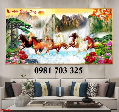 Tranh bát mã, gạch trranh phong thủy 3D