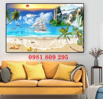 Tranh gạch , gạch ốp tường cao cấp thuyền buồm HN999