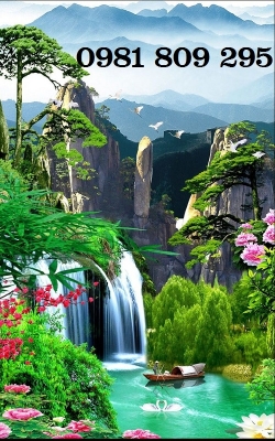 Tranh gạch thác nước - ốp tường 3d