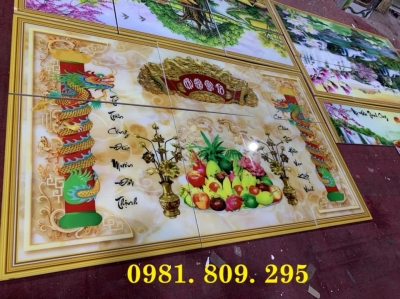 Tranh gạch ốp tường phòng thờ cửu huyền thất tổ