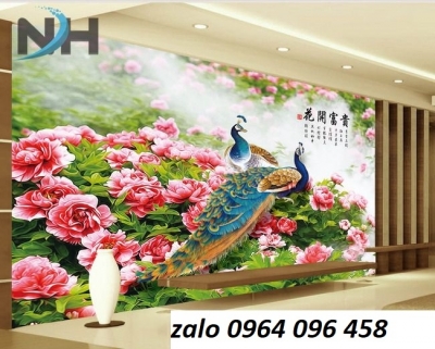 Tranh chim công 3d - tranh gạch 3d chim công - SJK9