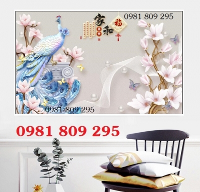 Gạch 3d con công , tranh gạch 3d