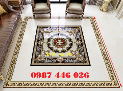 Gạch nền thảm gạch vuông khắc vàng HP9284
