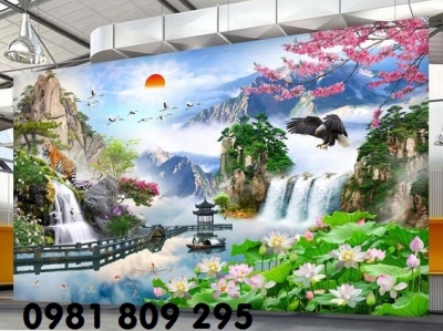 Gạch tranh 3d sơn thủy - phong cảnh trang trí