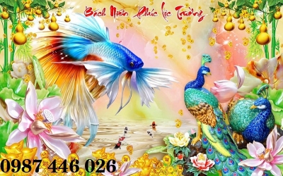 Tranh gạch men chim công HP72933