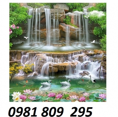mẫu tranh gạch men 3d thác nước
