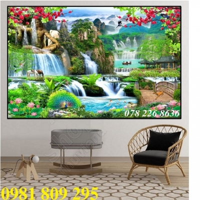 Gạch ốp tường, tranh gạch men thác nước HP1235
