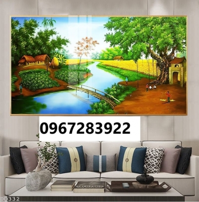 Tranh gạch 3D đẹp cảnh làng quê