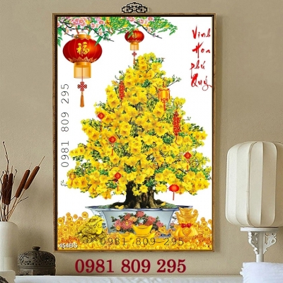 Tranh hoa mai trang trí tường, gạch tranh GP86