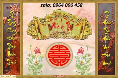 Tranh gạch 3d câu đối phòng thờ - CMM44