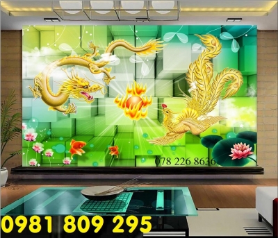 Tranh gạch 3d rồng ốp phòng thờ