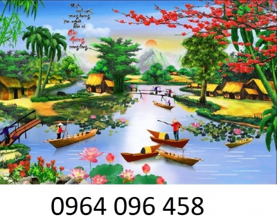 tranh phong cảnh đồng quê - tranh gạch 3d - RHG5
