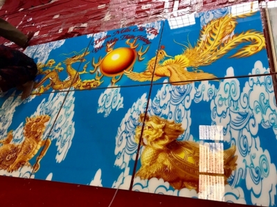 Tranh gạch 3D Long phụng sum vầy