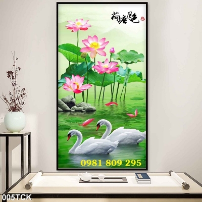 Tranh gạch 3d hoa sen - tranh gạch men