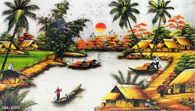 Gạch tranh 3d phong cảnh đồng quê - NBN56