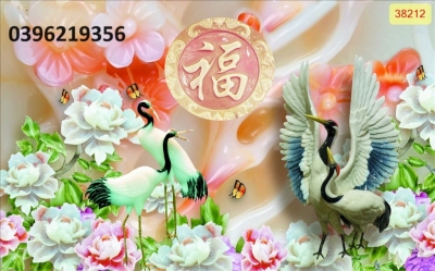 Gạch 3D tùng hạc đẹp trang trí