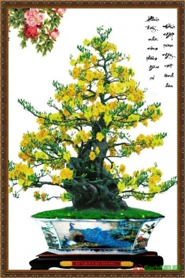 Tranh gạch 3d ốp tường cây hoa mai - 466CV