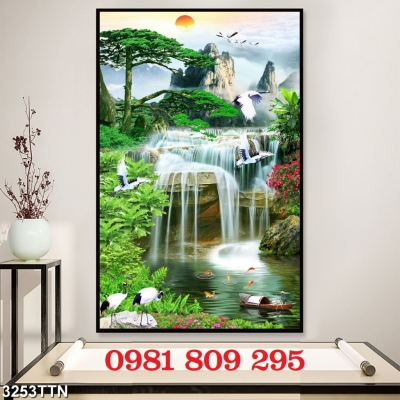 Gạch tranh 3d thác nước khổ đứng HP2266