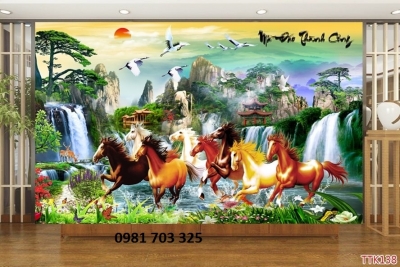 Tranh bát mã- gạch tranh phong thủy