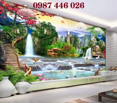 Gạch 3d tranh thác nước ốp tường