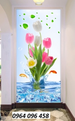 Tranh gạch men 3d mẫu bình hoa - MC43