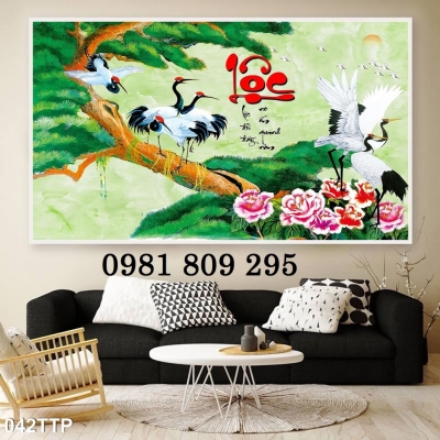 Gạch tranh câu thơ ốp phòng khách hp9658