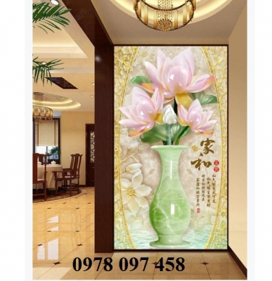 Tranh gạch 3D - tranh bình hoa