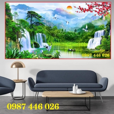 Gạch 3d tranh gạch men thác nước HP9833