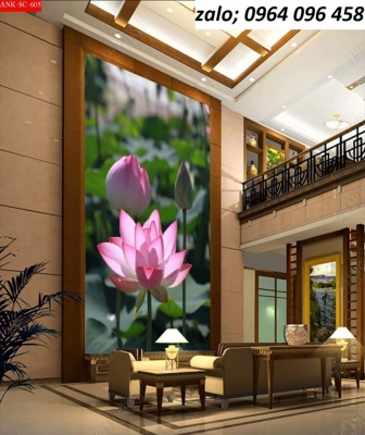 Tranh gạch 3d ốp tường mẫu hoa sen - 76SP
