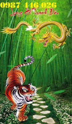 Tranh gạch men long hổ tranh đấu HP722