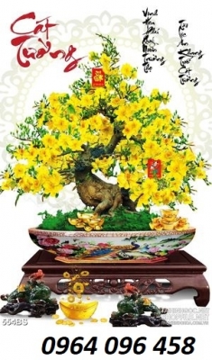 Tranh cây mai 3d - tranh gạch 3d cây mai - 777C0