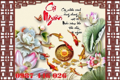 Gạch tranh cá chép vàng HP9827322