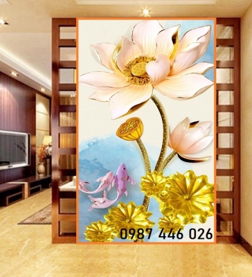 Gạch 3d tranh gạch hoa sen đẹp HP87273