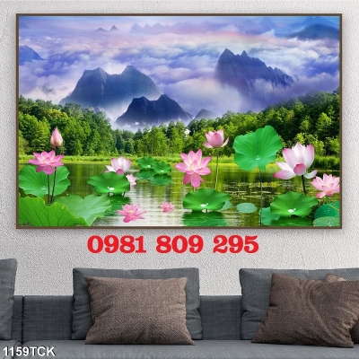 Tranh gạch men 3d hoa sen ốp tường Hp4322