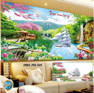 Tranh gạch 3D phòng khách
