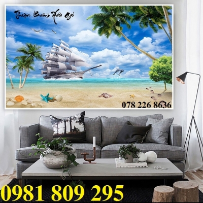 Tranh 3d thuyền buồm phong thủy