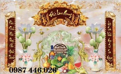 Tranh gạch men phòng thờ đẹp HP8623