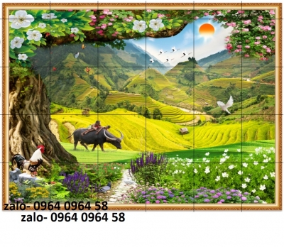 Tranh 3d - tranh gạch 3d phong cảnh đồng quê - KCB4