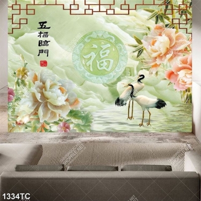 Gạch tranh 3D chim hạc đẹp