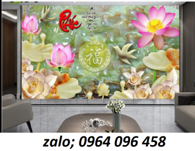Tranh hoa sen 3d tranh gạch 3d hoa sen KJH6