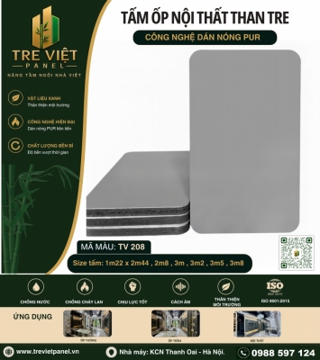 Tấm ốp than tre đơn sắc TRE VIỆT PANEL