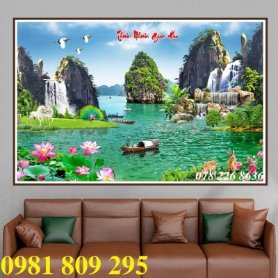 Gạch tranh 3d sơn thủy - phong cảnh trang trí