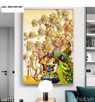 Tranh gạch 3d tranh chim công - ALK80