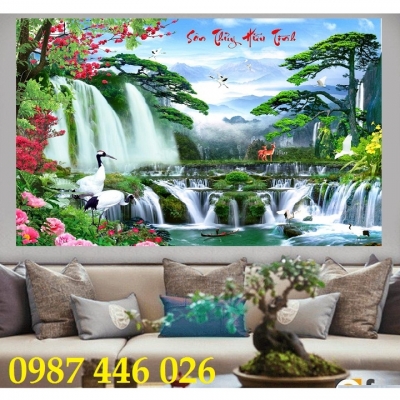 Gạch ốp tường tranh thác nước đẹp HP0283