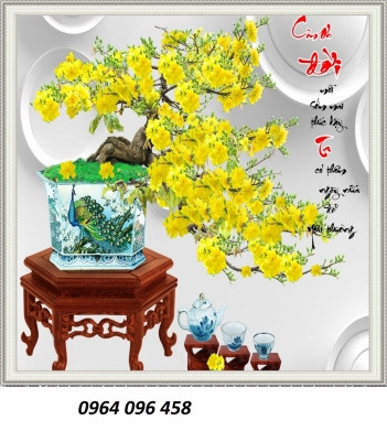 Tranh 3d hoa mai - tranh gạch 3d hoa mai - 722SM