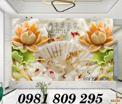 Tranh gạch - gạch trang trí 3d hoa sen